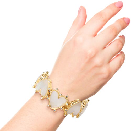 Jessica Simpson Gold-tone Heart Bracelet With Rhinestone Embellishments In Gold