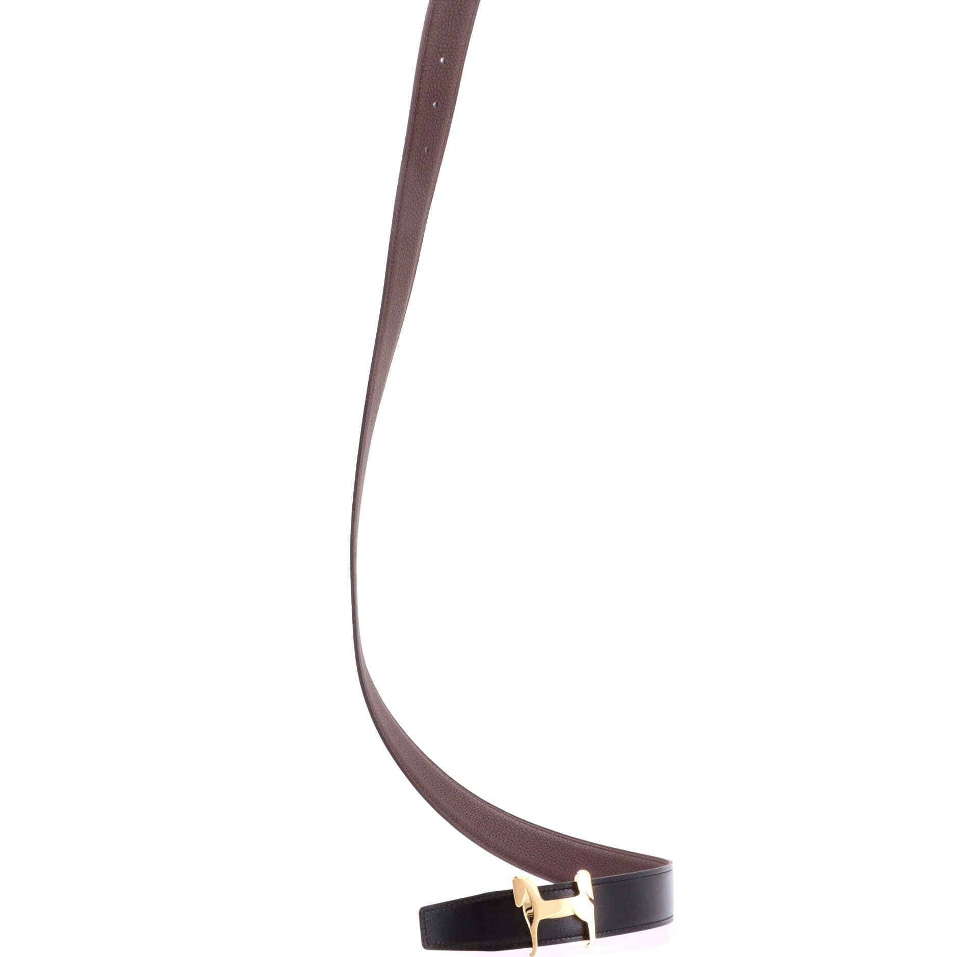 Pre-Owned Hermes Panache Reversible Belt Leather Medium, Alternate, color, Black