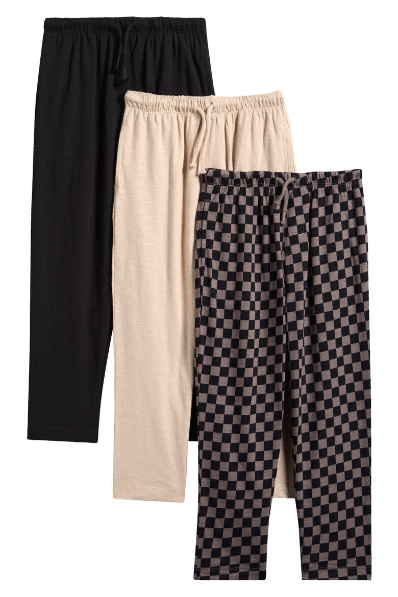 Kids' 3-Pack Assorted Cotton Pants, Main, color, BLACK MULTI