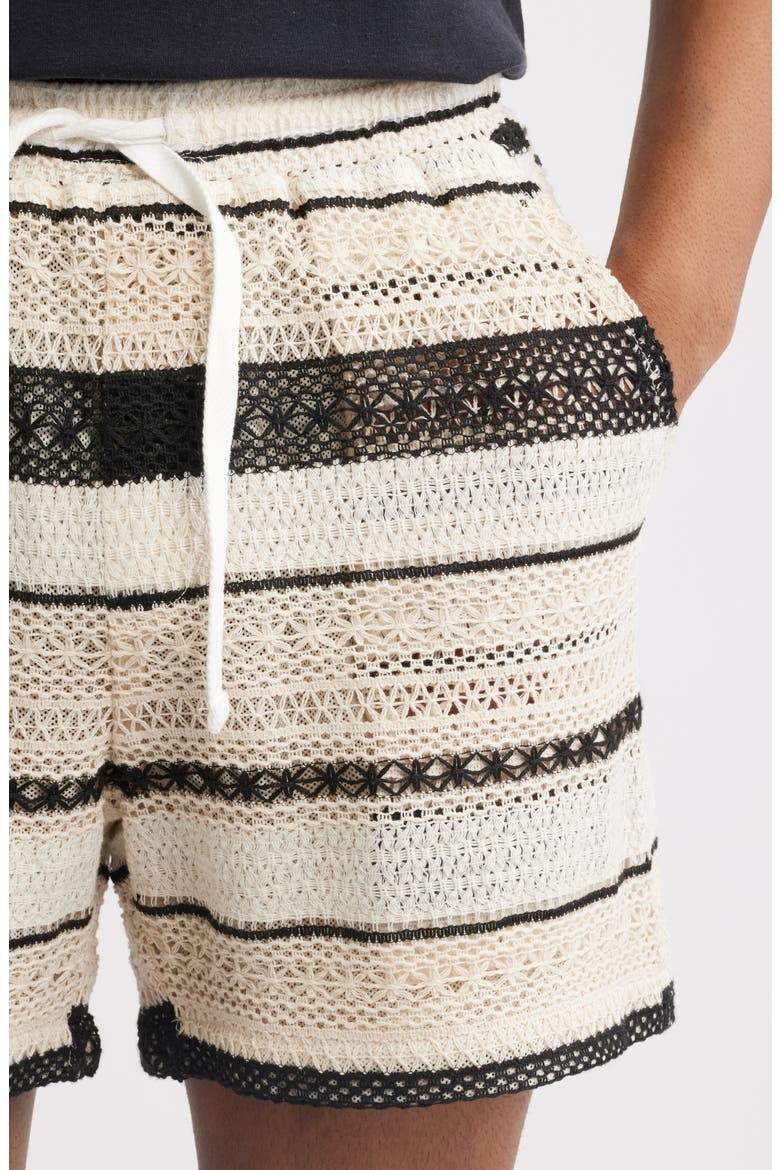 Charley Stripe Woven Drawstring Shorts, Alternate, color, CREAM