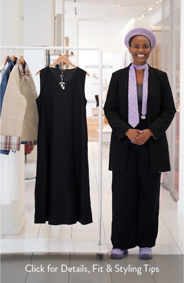 Sleeveless Organic Linen Midi Shift Dress, sales video thumbnail