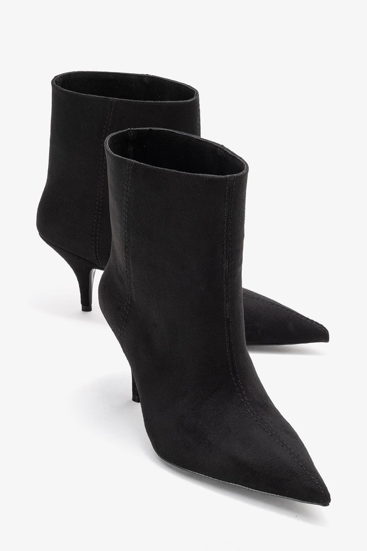 Prologue Shoes Brivelle Pointed Toe Boot, Alternate, color, Black Suede Faux Leather