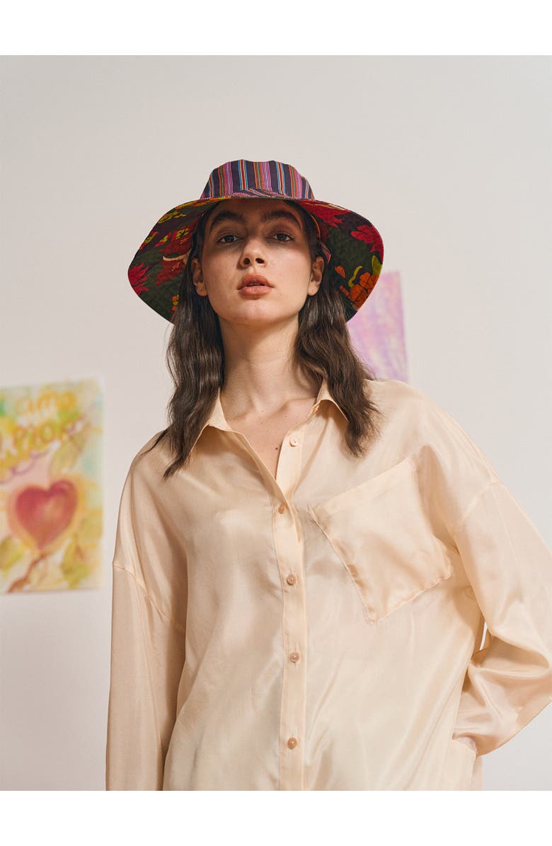 Lost Pattern FRIDA x LOST PATTERN "Frida's Garden" Cotton Reversible Sun Hat, Alternate, color, Green