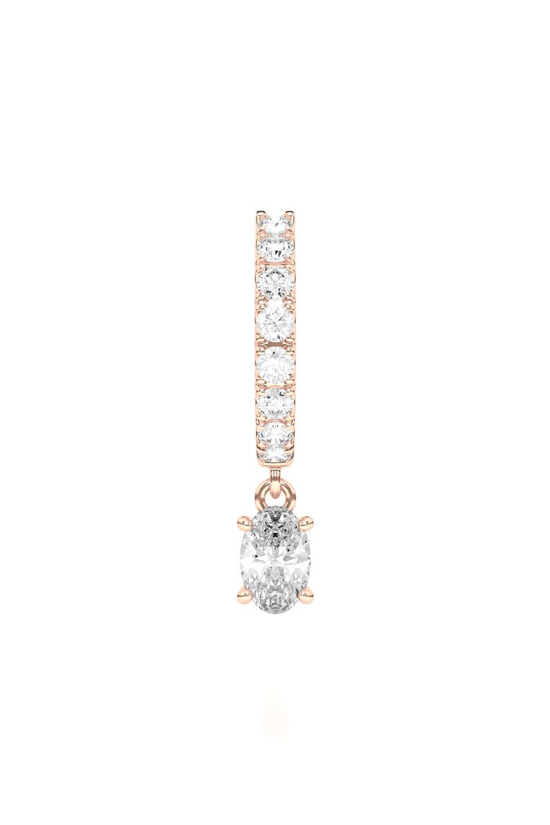 Lab Created Diamond Drop Huggie Hoop Earrings, Main, color, 18K ROSE GOLD