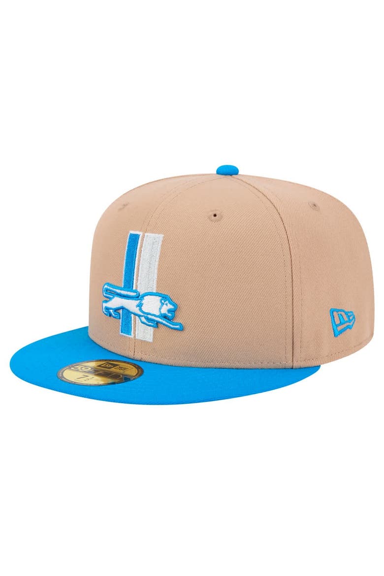 Men's New Era Tan Detroit Lions  Throwback Logo Main 59FIFTY Fitted Hat, Main, color, Tan