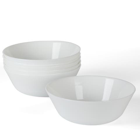 Opalton 6-Piece Chip Resistant Opal Glass Cereal Bowl Set