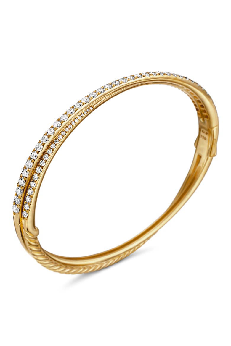 Pavé Crossover Two Row Bracelet in 18K Yellow Gold with Diamonds, 5.5mm, Alternate, color, 18K YELLOW GOLD