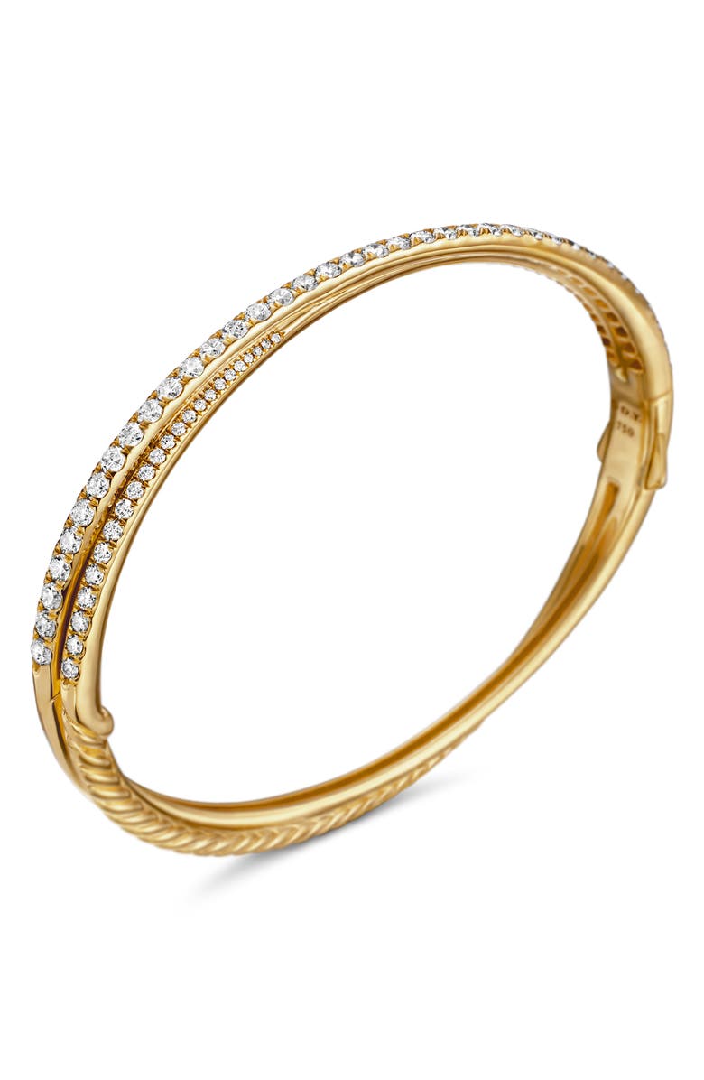 David Yurman Pavé Crossover Two Row Bracelet in 18K Yellow Gold with Diamonds, 5.5mm, Alternate, color, 18K Yellow Gold