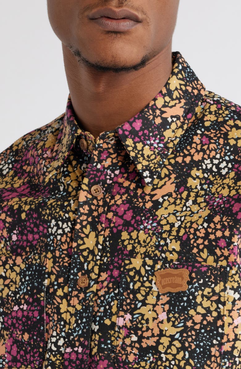 ICECREAM Free Spirit Print Corduroy Button-Up Shirt, Alternate, color, Sand Dollar