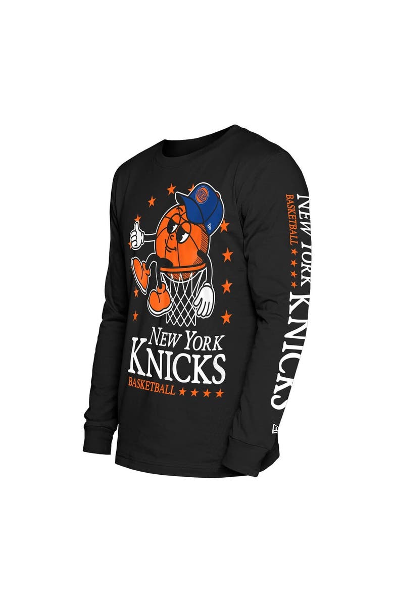 New Era Men's New Era Black New York Knicks Old School Sport Long Sleeve T-Shirt, Alternate, color, 
