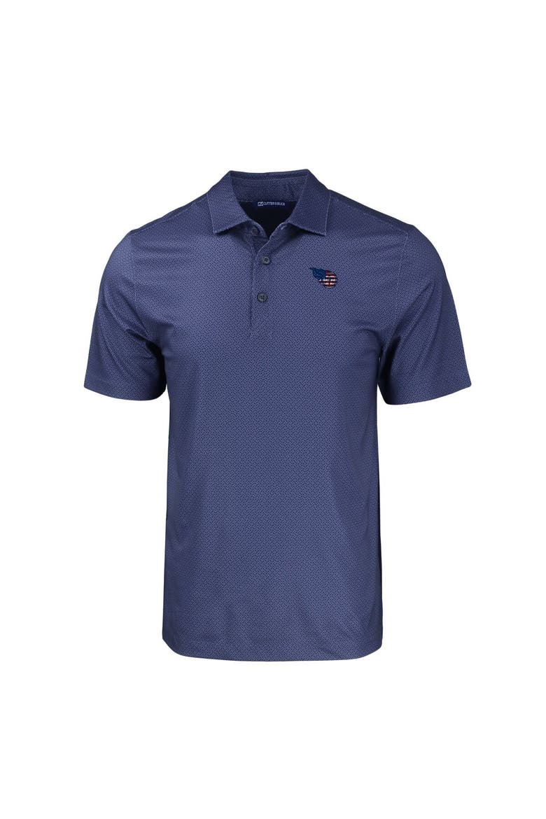 Men's Cutter & Buck Navy Tennessee Titans  Americana Pike Eco Tonal Geo Print Stretch Recycled Polo, Alternate, color, Navy