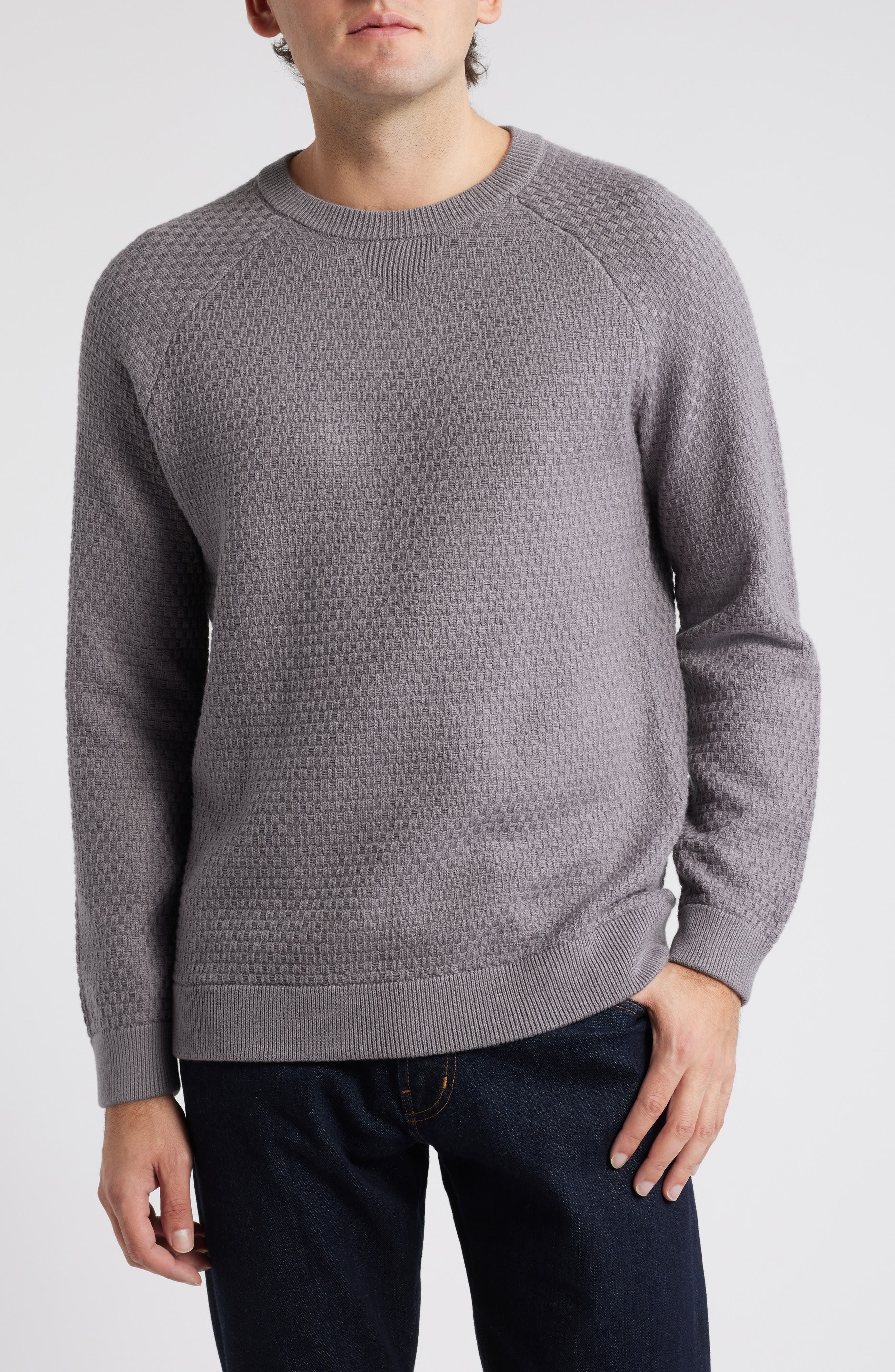 Mizzen+Main Hillcrest Crewneck Sweater in Nickel Solid 