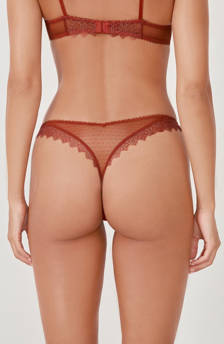 Etam Allusion Tulle & Lace Panties, Alternate, color, Brown