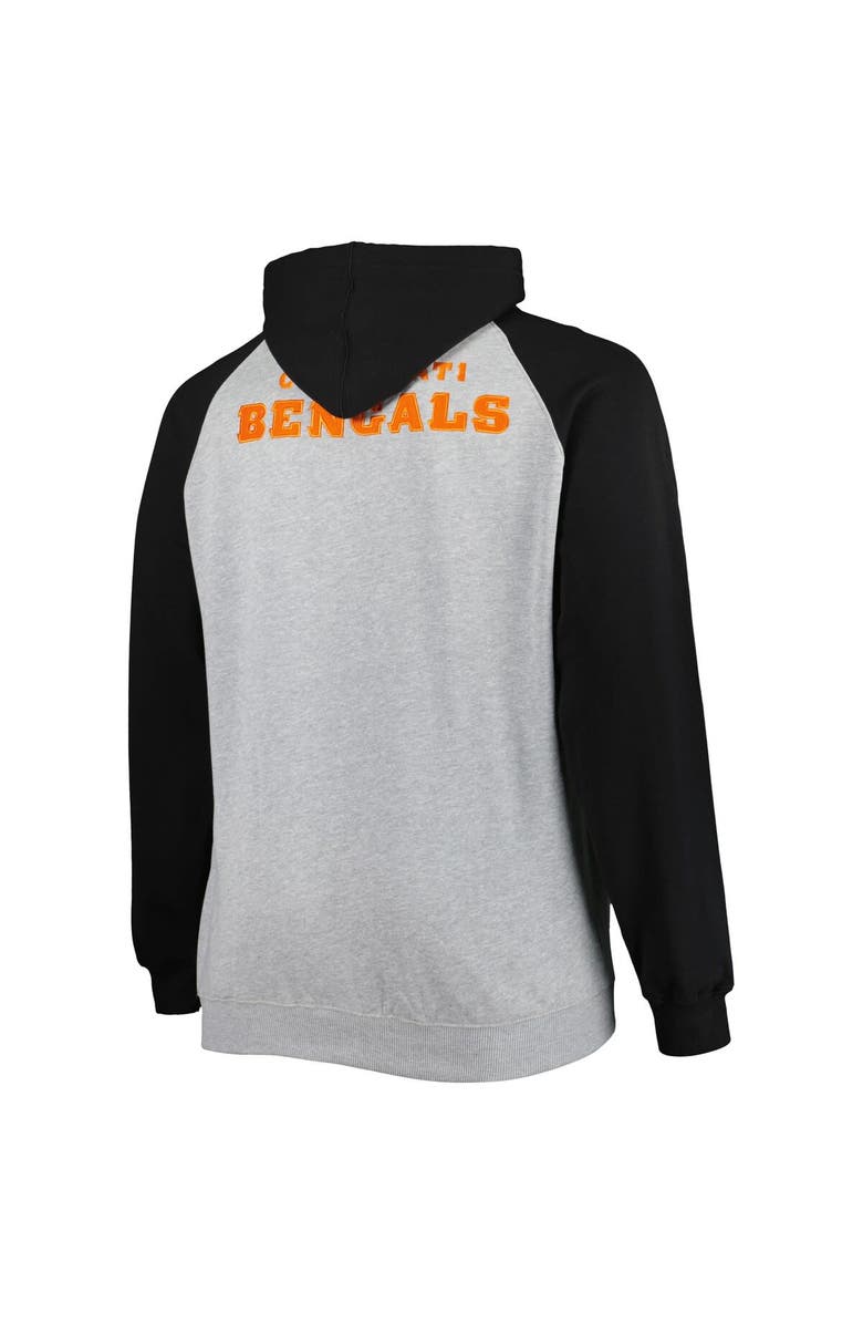 PROFILE Men's Heather Gray Cincinnati Bengals Big & Tall Fleece Raglan Full-Zip Hoodie Jacket, Alternate, color, 