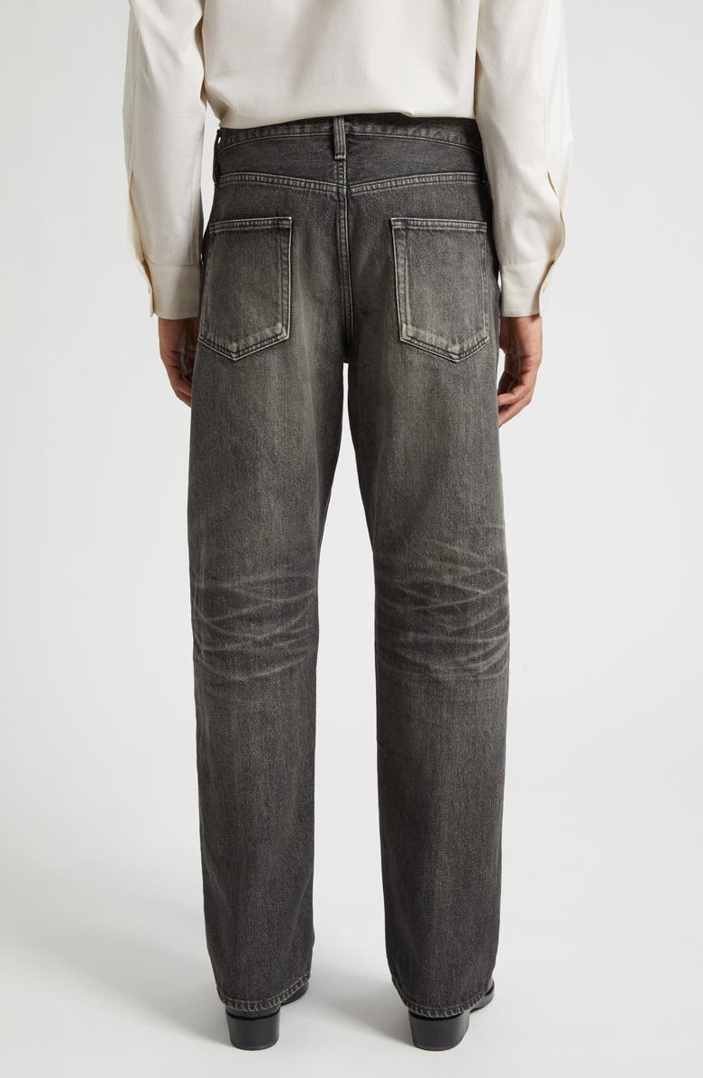 Fear of God Five-Pocket Straight Leg Jeans, Alternate, color, Worn Black Worn Black