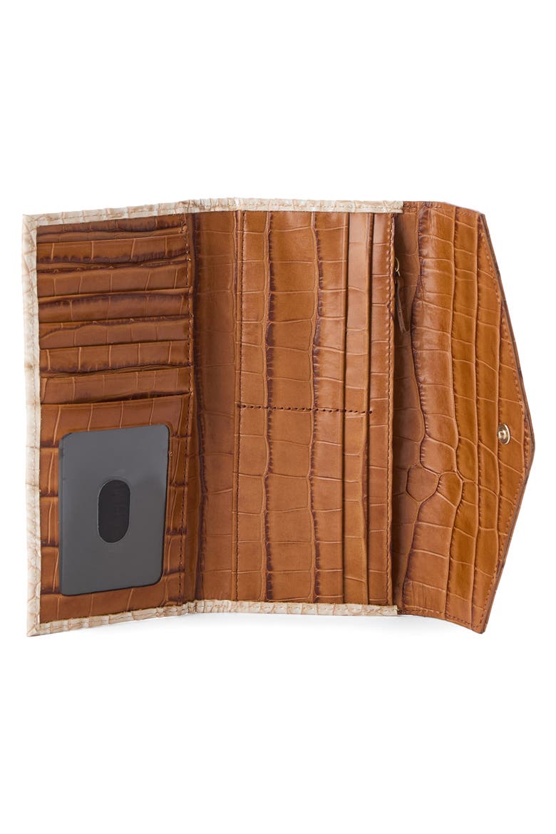 Veronica Croc Embossed Leather Wallet, Alternate, color, IVORY
