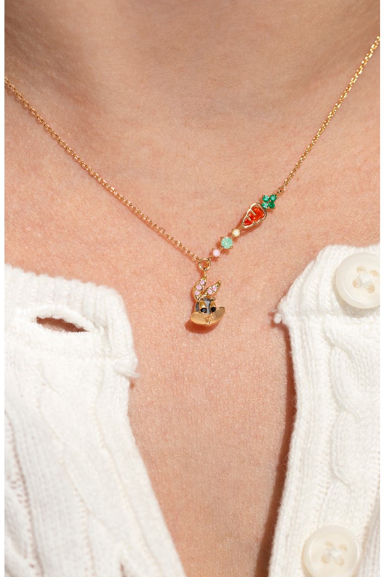 Looney Tunes Bugs Bunny Pendant Necklace, Alternate, color, GOLD