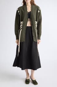 Simone Rocha Lace-up Merino Wool Blend Cardigan