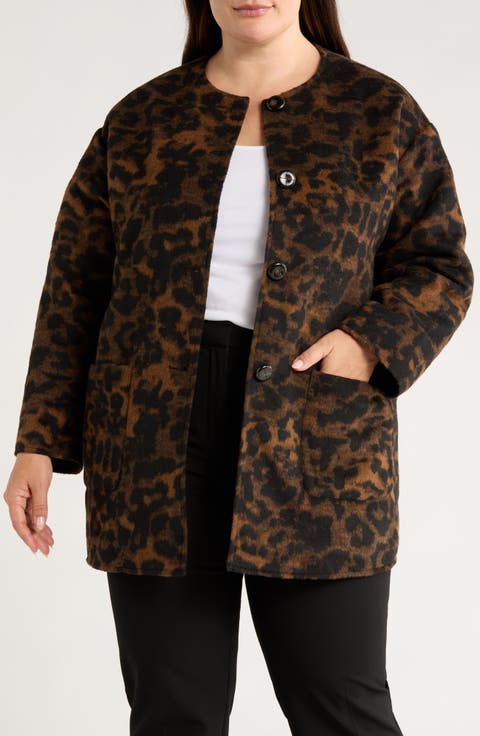 Leopard Print Topper Jacket (Plus)