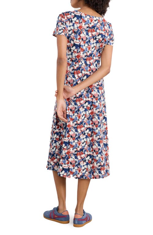 Seasalt Cornwall Veronica Print Stretch Organic Cotton Midi Dress In Campion Bloom Chalk