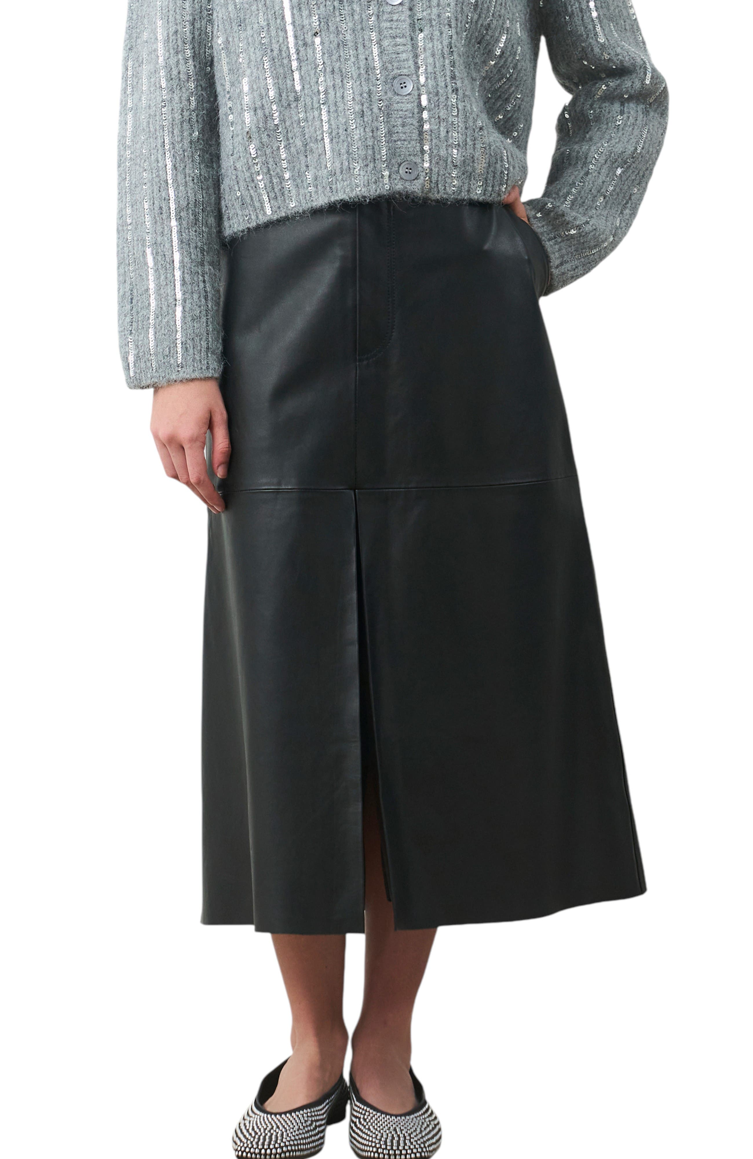 Velez Efos Leather Pencil Skirt In Black