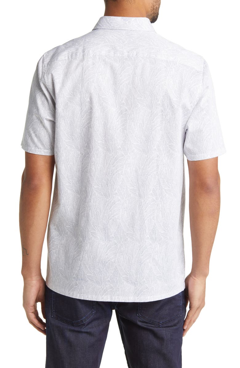 Ted Baker London Apsley Linear Leaf Short Sleeve Button-Up Shirt, Alternate, color,