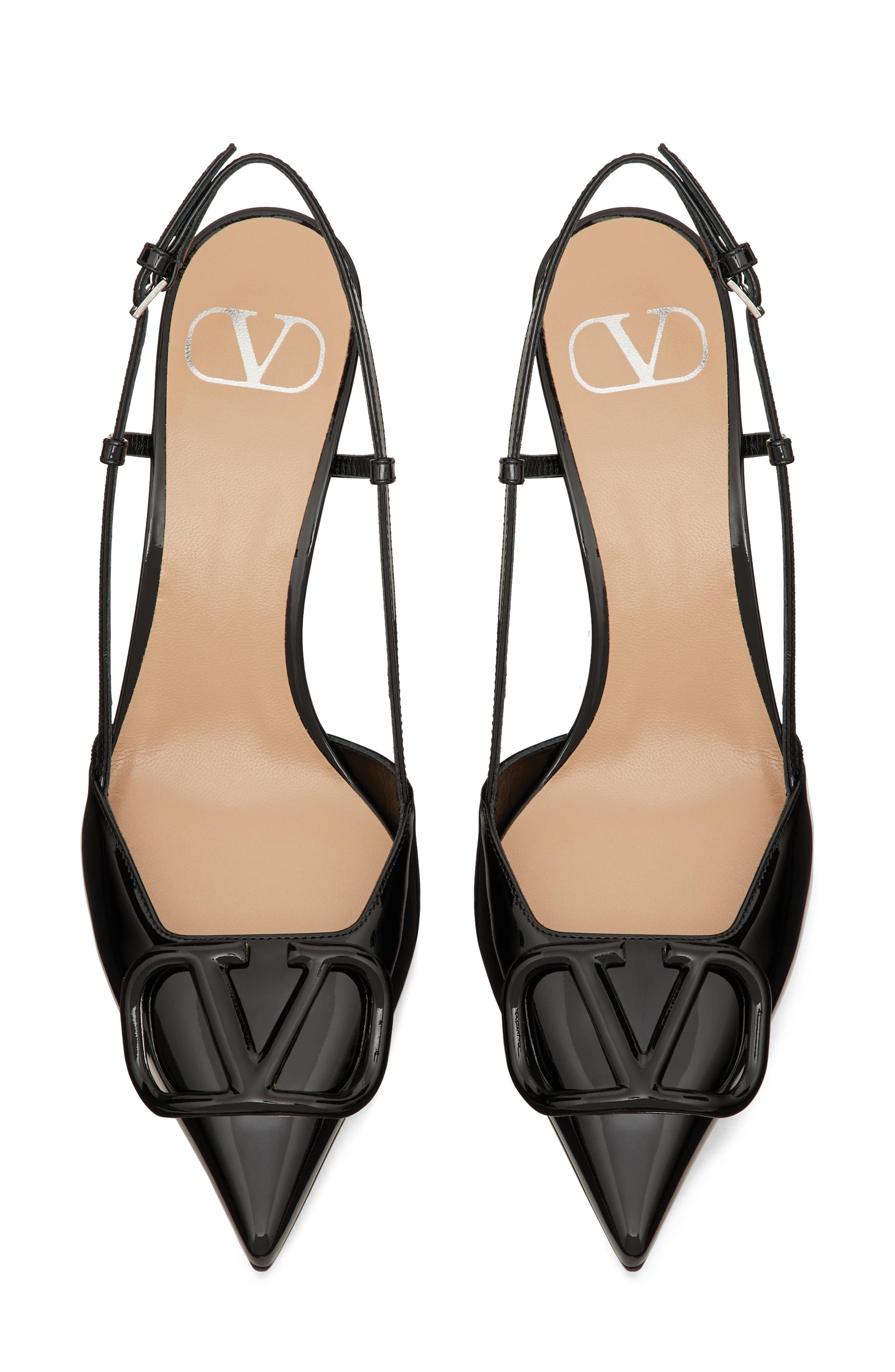 Valentino Garavani VLOGO Pointed Toe Slingback Pump, Alternate, color, 0No Nero