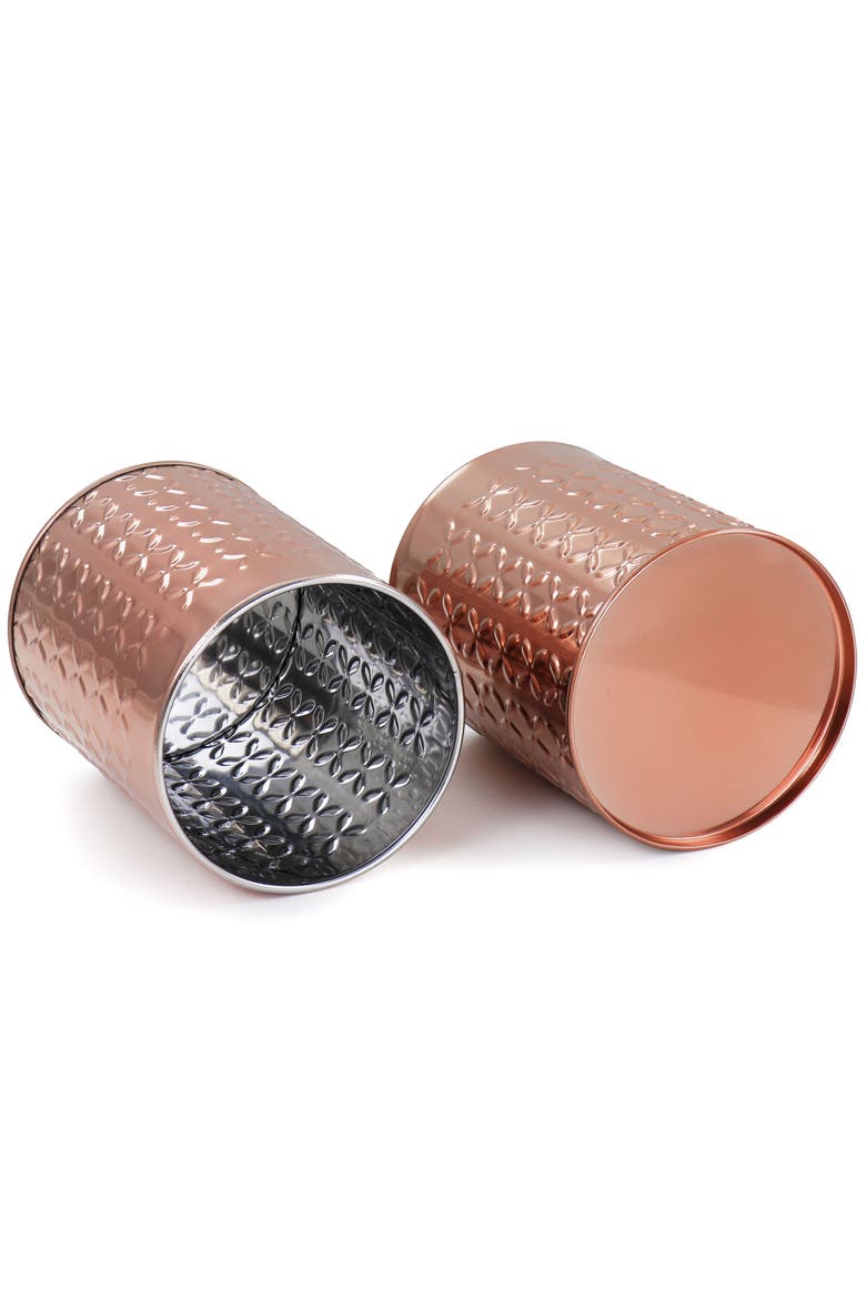 3 Piece Kitchen Canister Set with Wood Lids, Alternate, color, Rose Gold