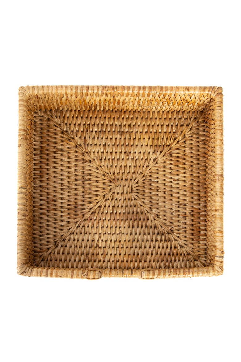 Artifacts Rattan Luncheon Napkin Holder with Cutout, Alternate, color, Honey Brown