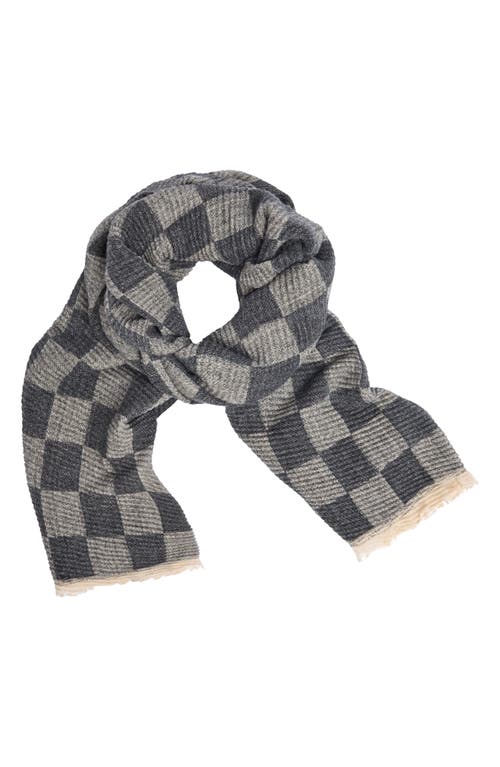 Saachi Fringe Checkered Scarf In Grey