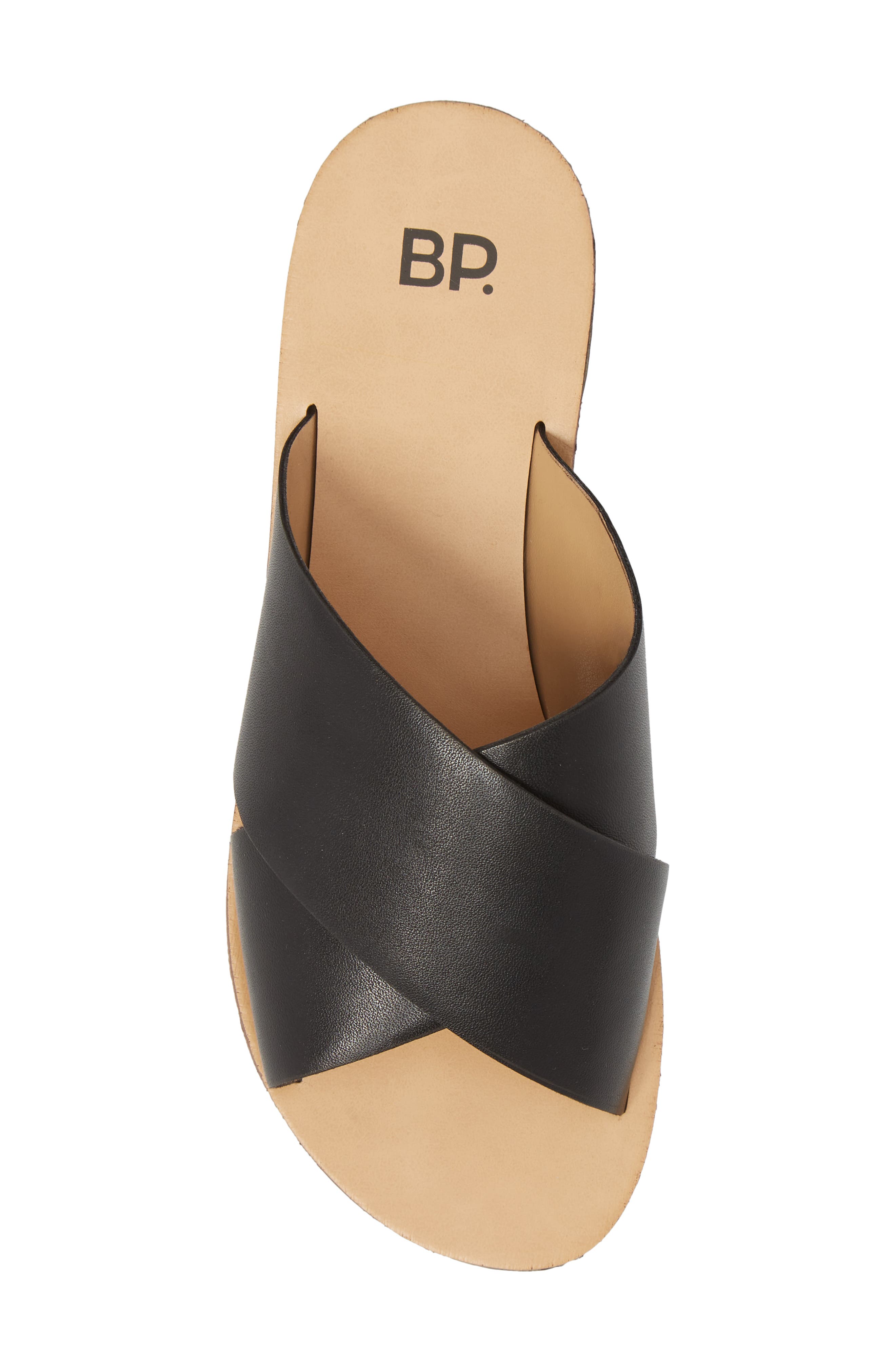 Twist Cross Strap Sandal, Alternate, color, BLACK FAUX LEATHER