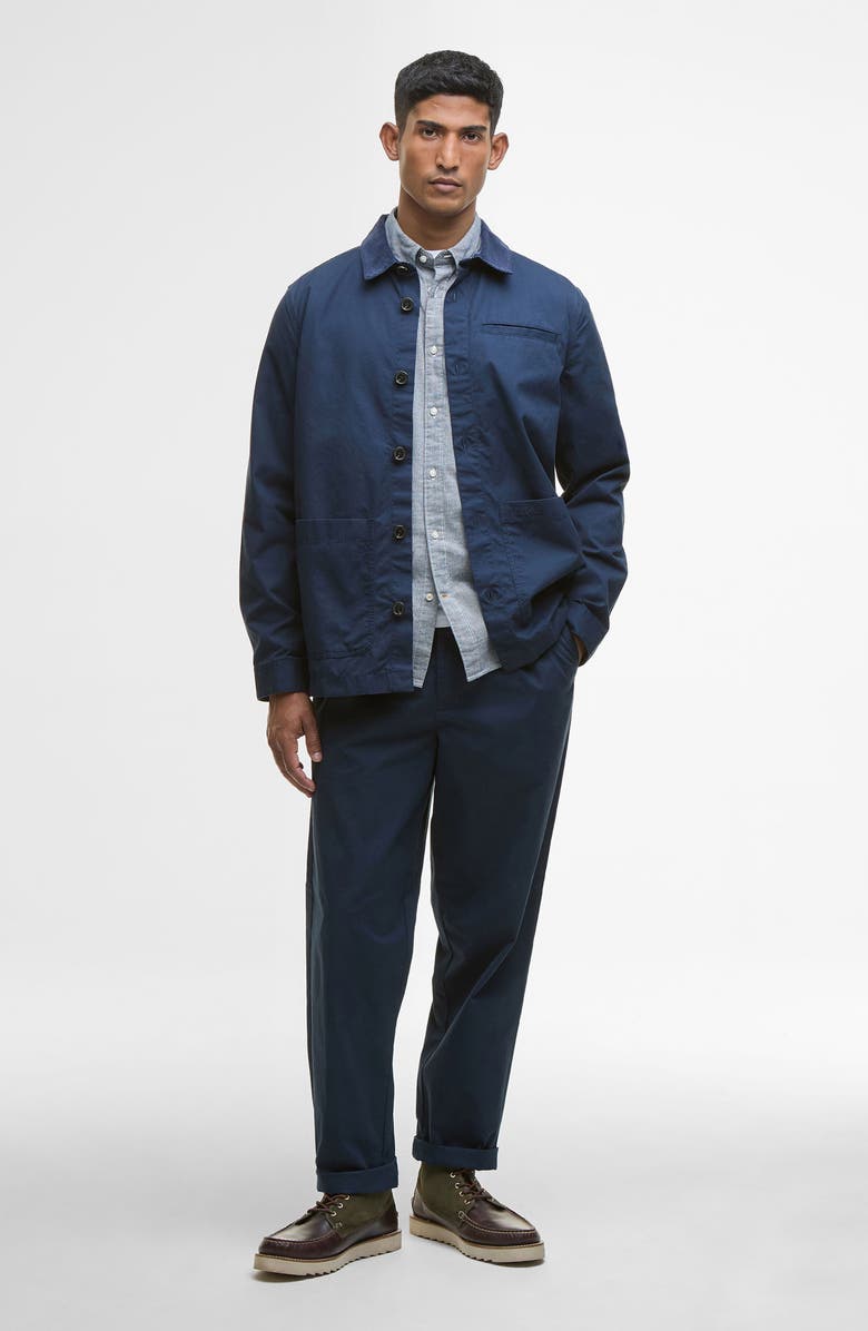 Barbour Cole Relaxed Fit Pleated Cotton Poplin Chinos, Alternate, color, Navy
