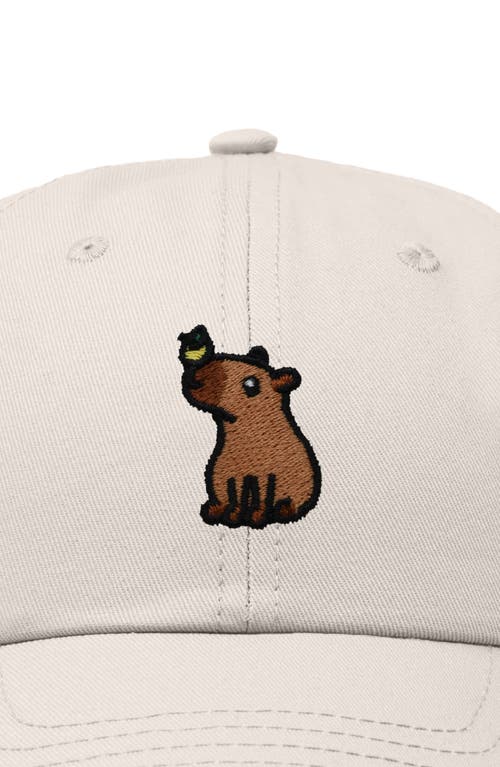 Dalix Capybara Embroidered Everyday Hat In Beige