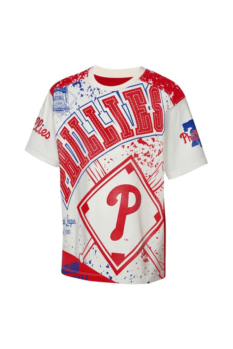 Youth Outerstuff Cream Philadelphia Phillies Big League Top Player Bold All-Over-Print T-Shirt, Alternate, color, Cream
