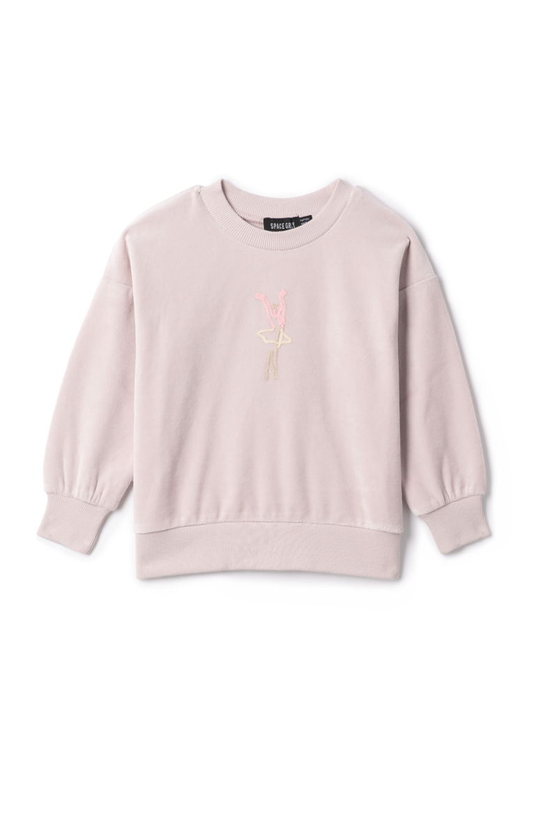 Space Grey Ballerina Embroidered Sweatshirt, Main, color, Primrose