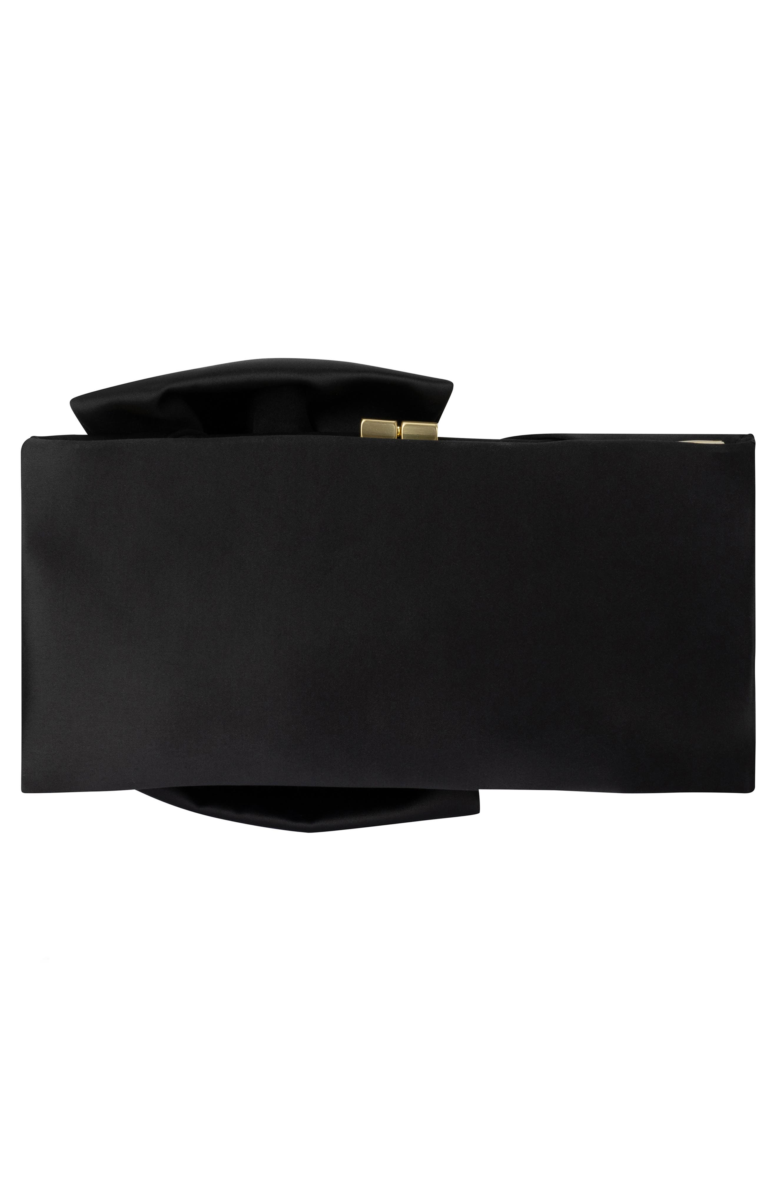 Chloe Satin Tie Front Clutch, Alternate, color, BLACK