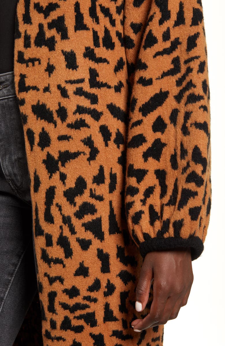 Angie Animal Jacquard Long Cardigan, Alternate, color, 