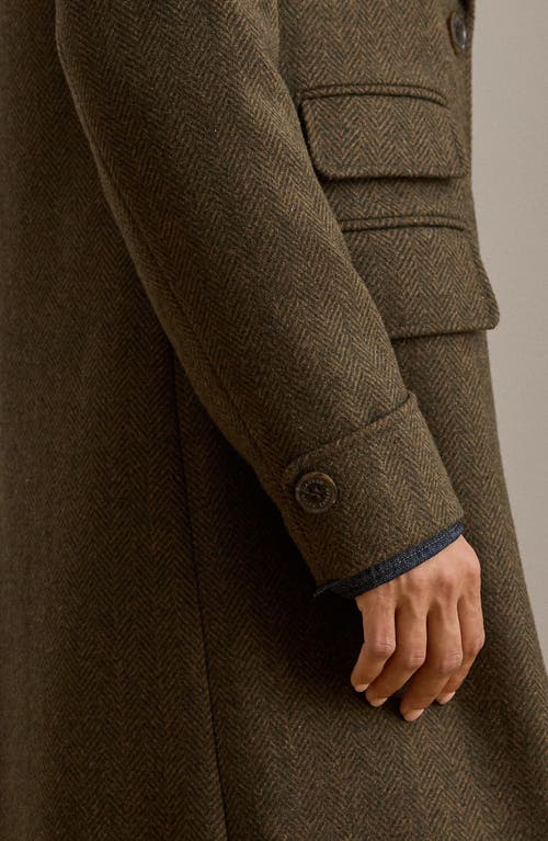 Ralph Lauren Lauren Longline Plaid Wool Blend Reefer Coat In Green