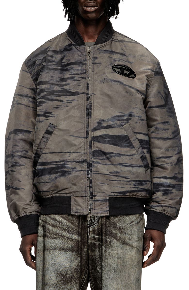DIESEL<sup>®</sup> J-Kepes Satin Bomber Jacket, Main, color, Black/ Deni