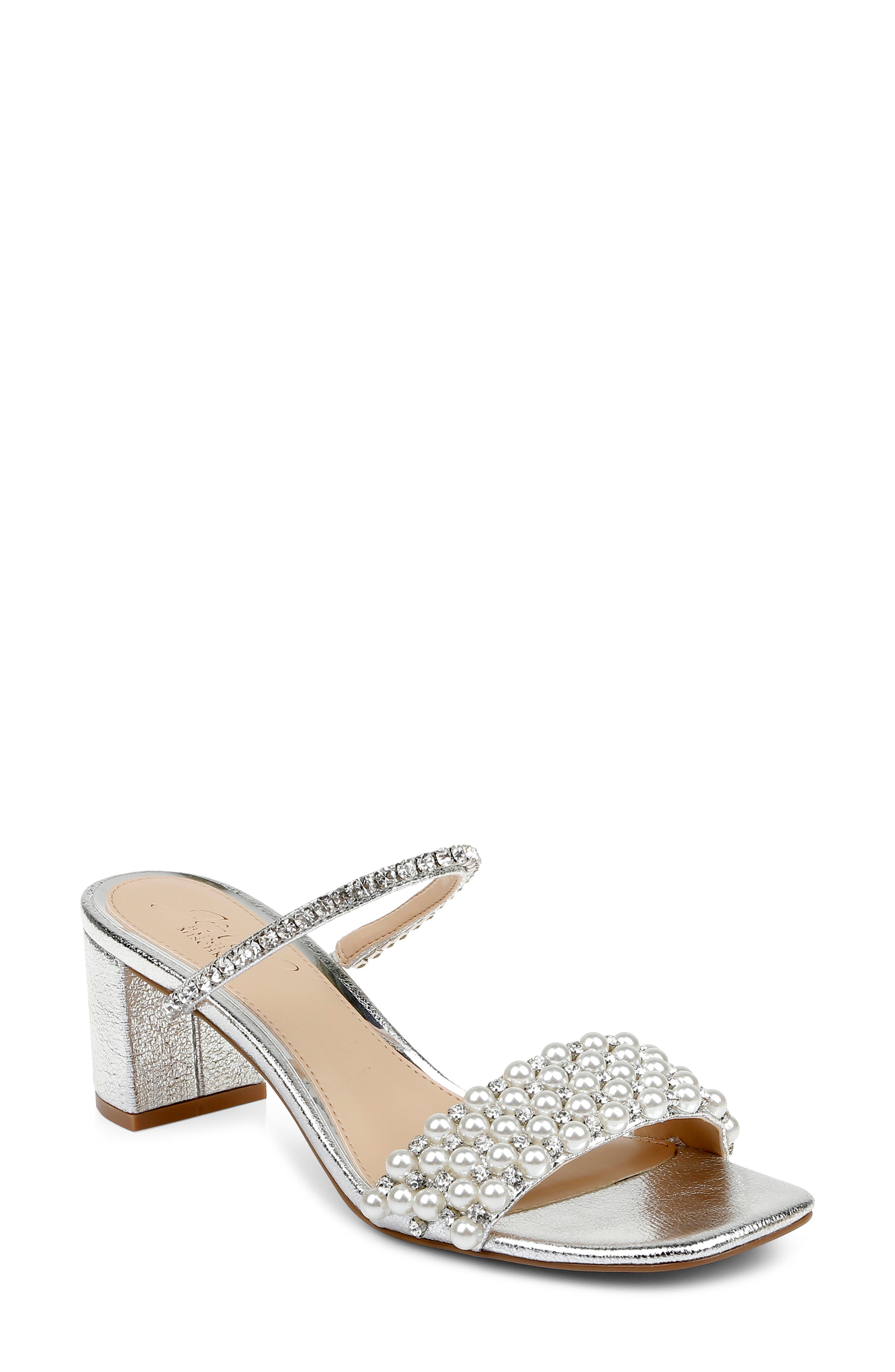 Jewel Badgley Mischka Orsen Embellished Slide Sandal, Main, color, 