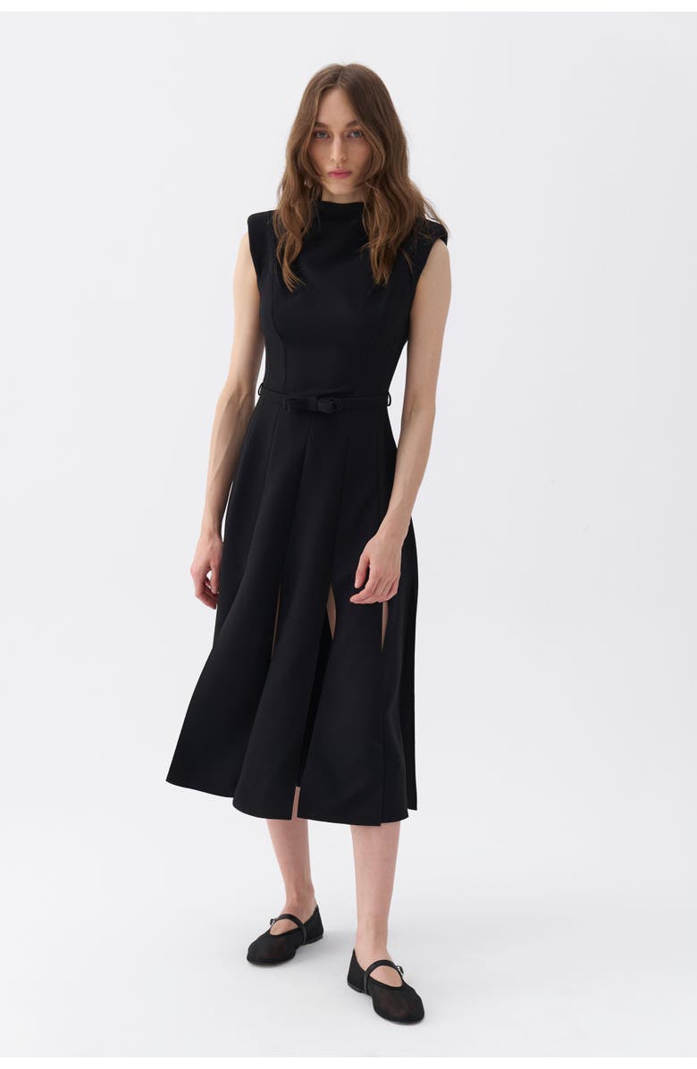 Nocturne Padded Shoulder Midi Dress, Alternate, color, 