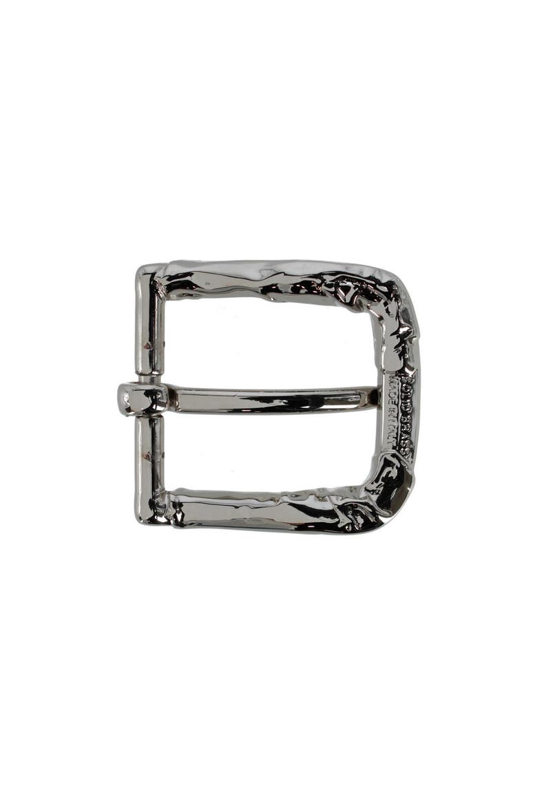 35mm Italian Rippled Textured Solid Brass Harness Belt Buckle, Alternate, color, Shiny Nickel