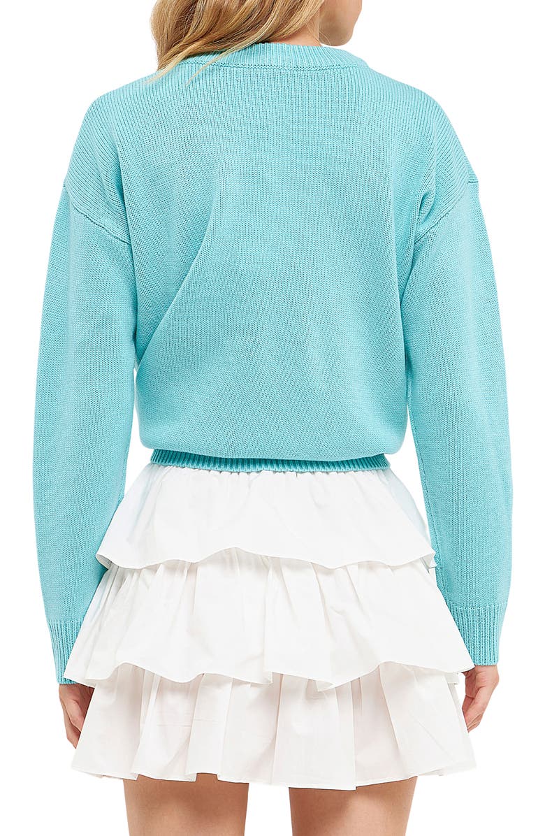 English Factory Weekday Motif Sweater, Alternate, color, Aqua