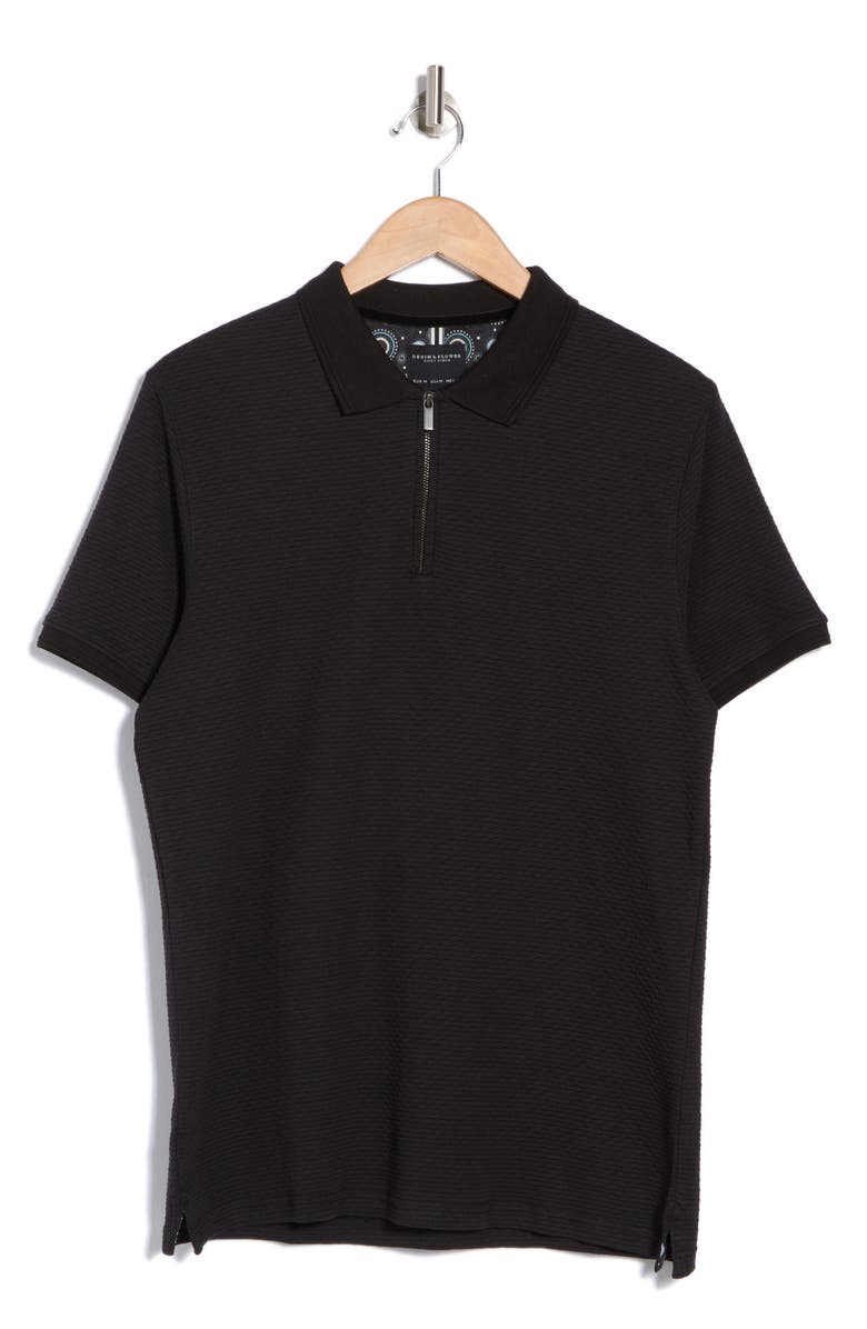 Cactus Man Texture Zip Polo, Alternate, color, Black