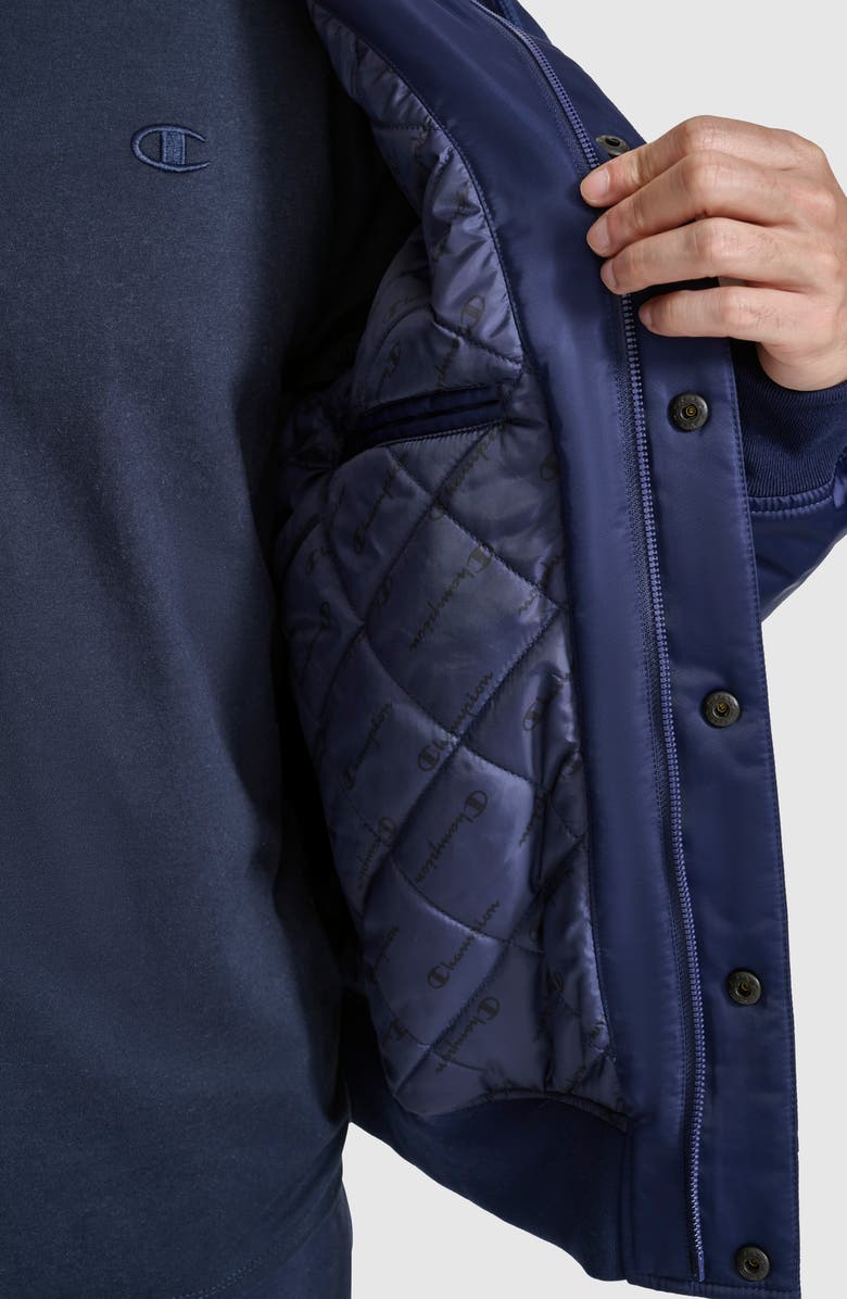 Champion Water Resistant Hooded Bomber Jacket, Alternate, color, Peacoat