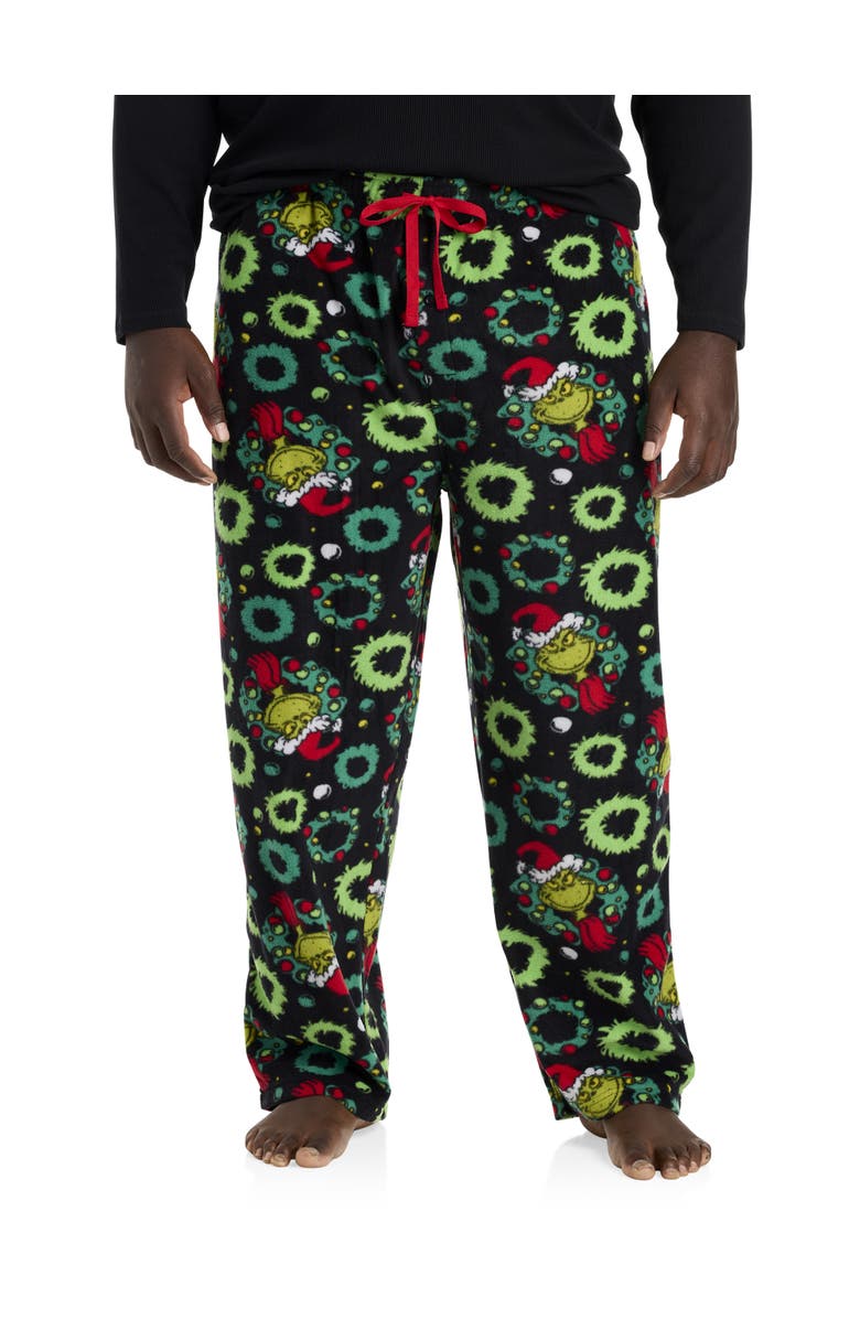 Harbor Bay by DXL Big & Tall Fleece Grinch Printed Lounge Pants, Main, color,