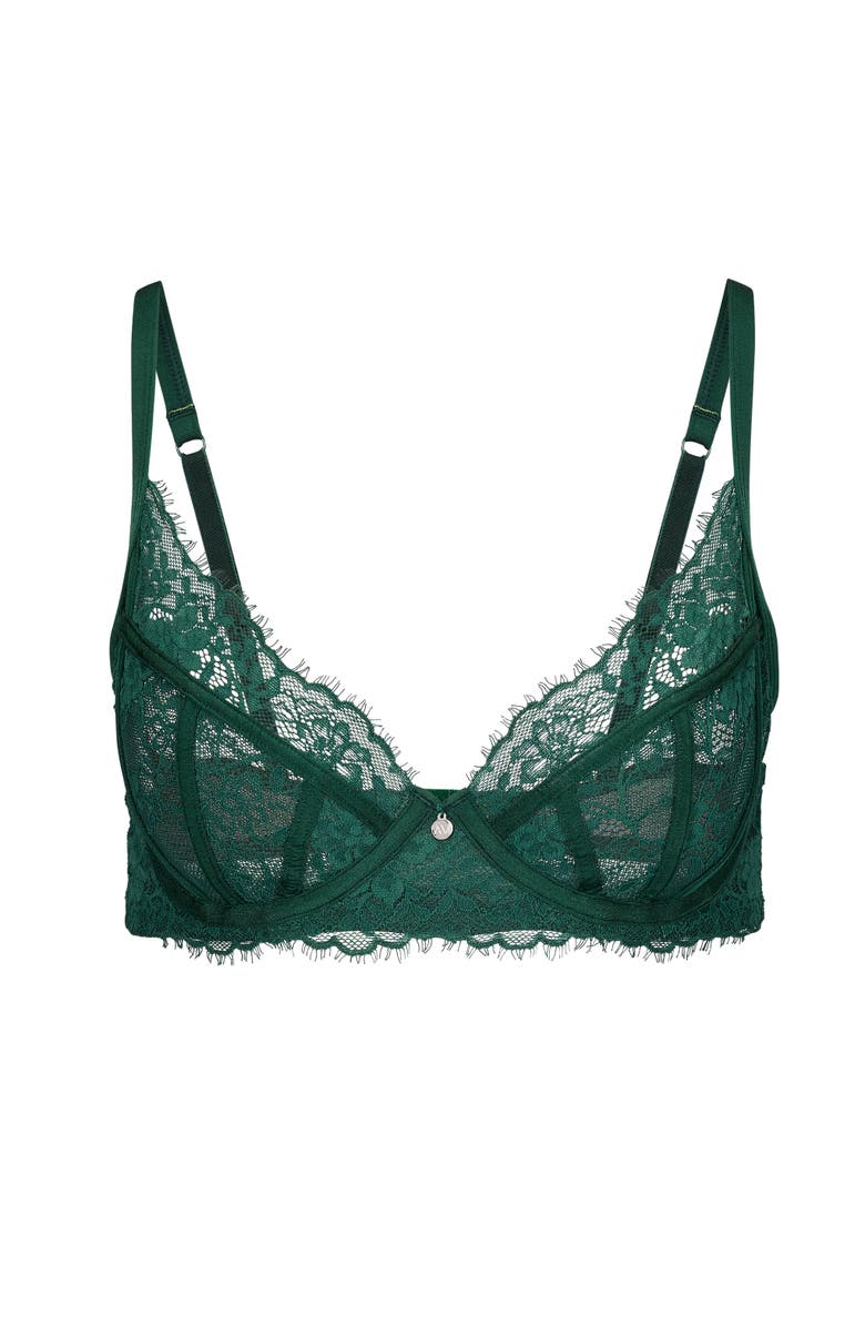 Adore Me Mandi Unlined Demi Bra, Alternate, color, Dark Green
