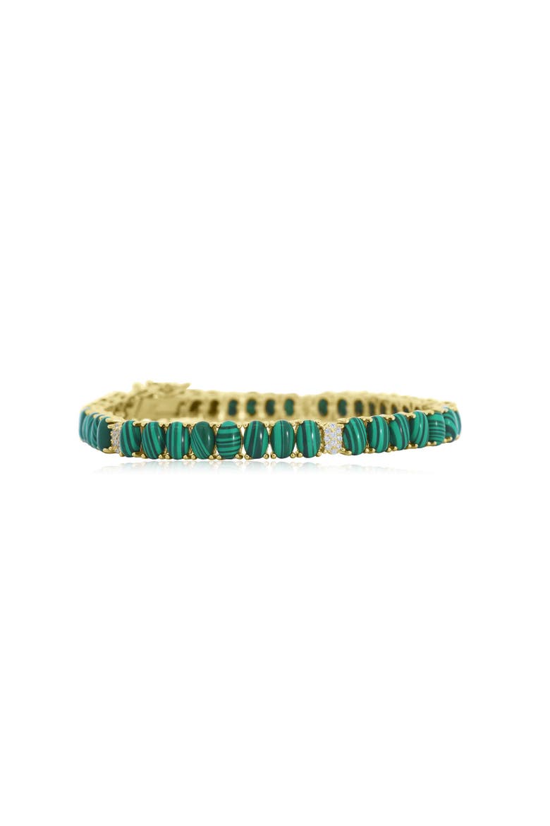 Oval Malachite CZ Tennis Bracelet, Main, color, Malachite