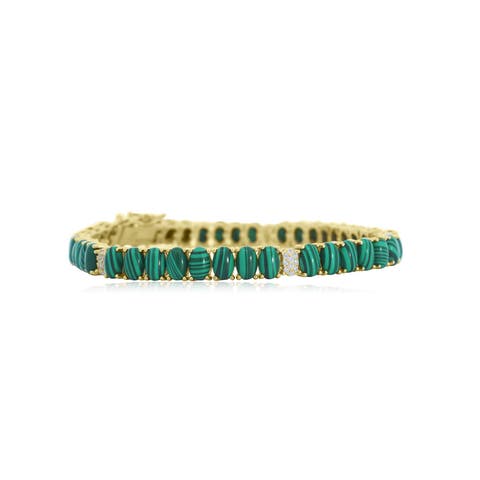 Oval Malachite CZ Tennis Bracelet