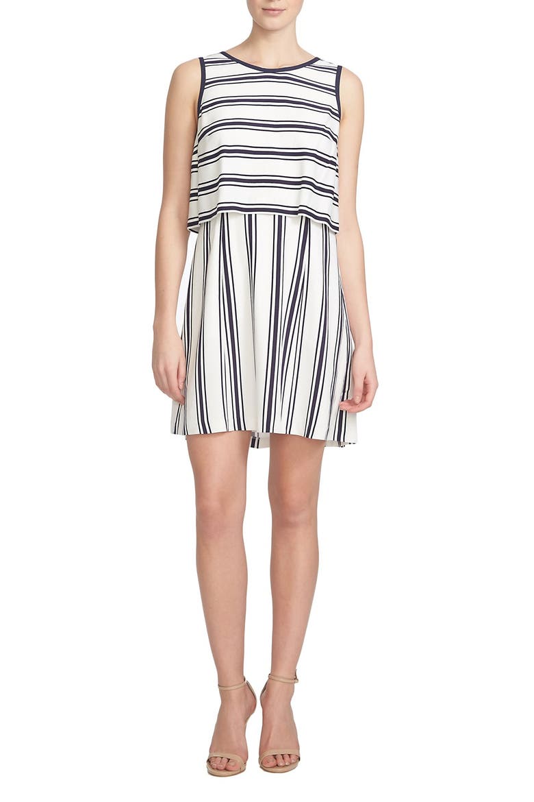 Stripe Tie Back Popover Dress, Main, color, CLOUD